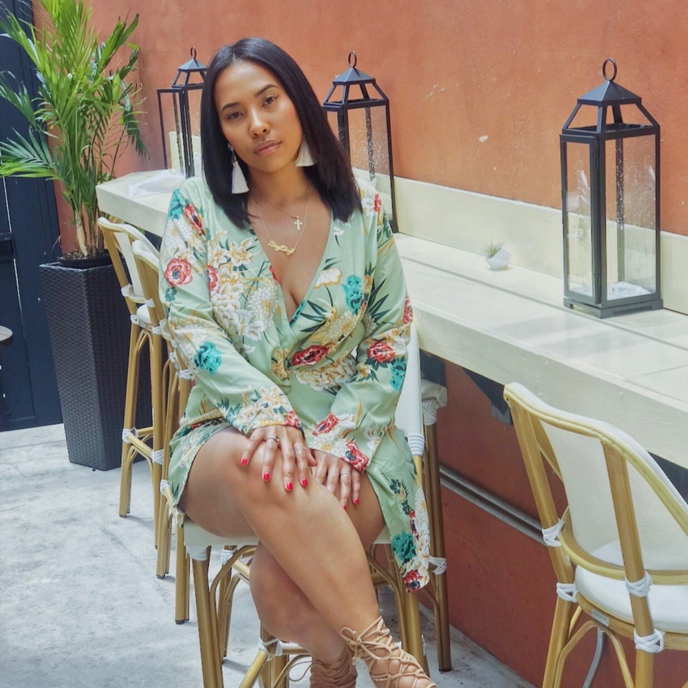 Green floral dress